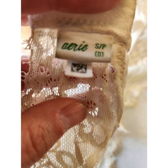 American Eagle Outfitters Aerie Bralette Cream Lace Size S Halter - Picture 3 of 3